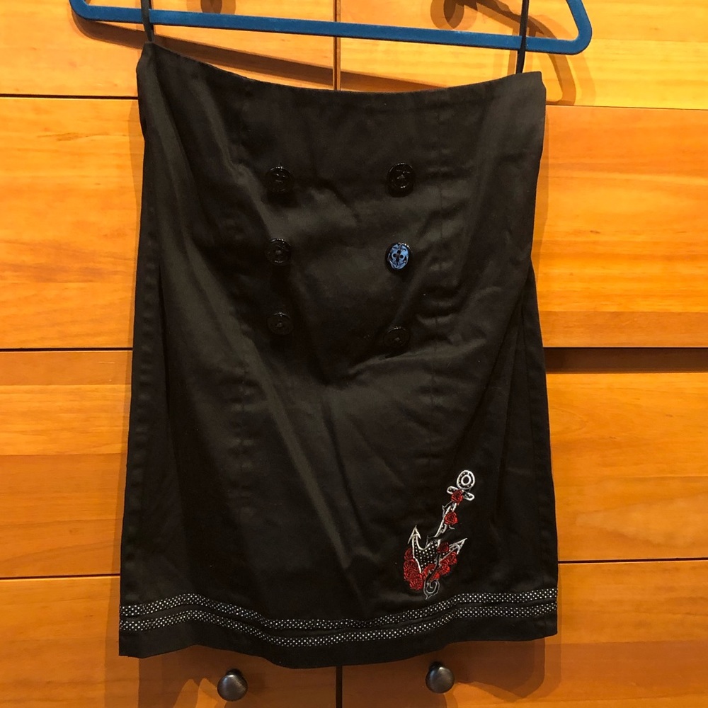 Pinup Black pencil skirt with anchor design